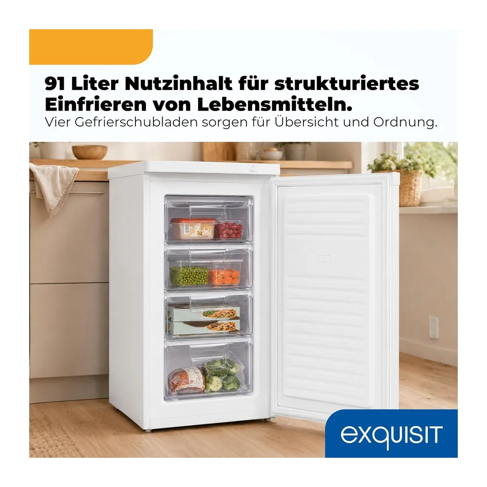 Exquisit GS512-040E Gefrierschrank - 91 l Tiefkühlschrank Klein in Weiß [Energieklasse E] — 5