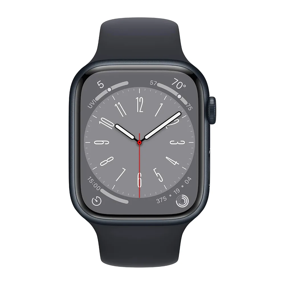 Apple Watch Series 8 (GPS, 45MM) - Aluminiumgehäuse Mitternacht mit Sportarmband Weiß, Einheitsgröße — 2