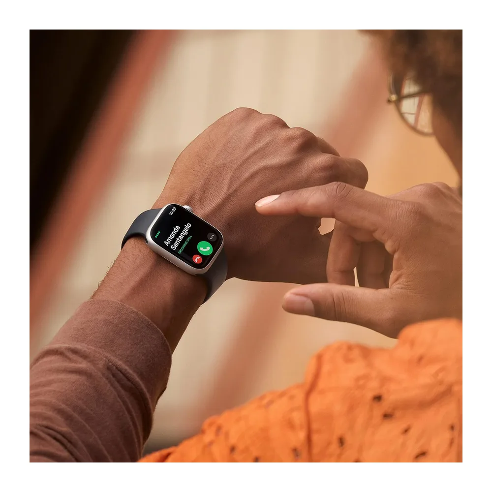 Apple Watch Series 8 (GPS, 45MM) - Aluminiumgehäuse Mitternacht mit Sportarmband Weiß, Einheitsgröße — 4