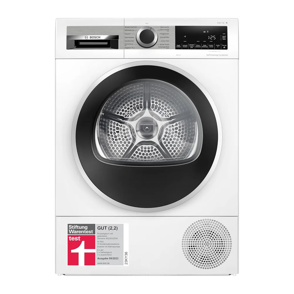 Bosch WQG235D00, Stiftung Warentest GUT (2,2)*, Serie 6, Wärmepumpentrockner 8 kg, Schneller getrocknete