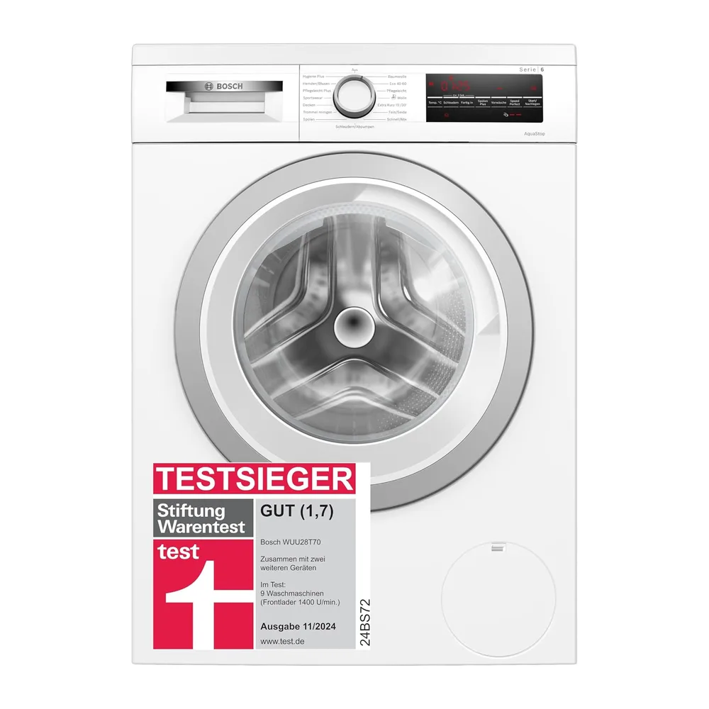Bosch WUU28T70, Serie 6, Waschmaschine 8 kg, 1400 UpM, Unterbaufähig, schneller waschen mit SpeedPerfect,