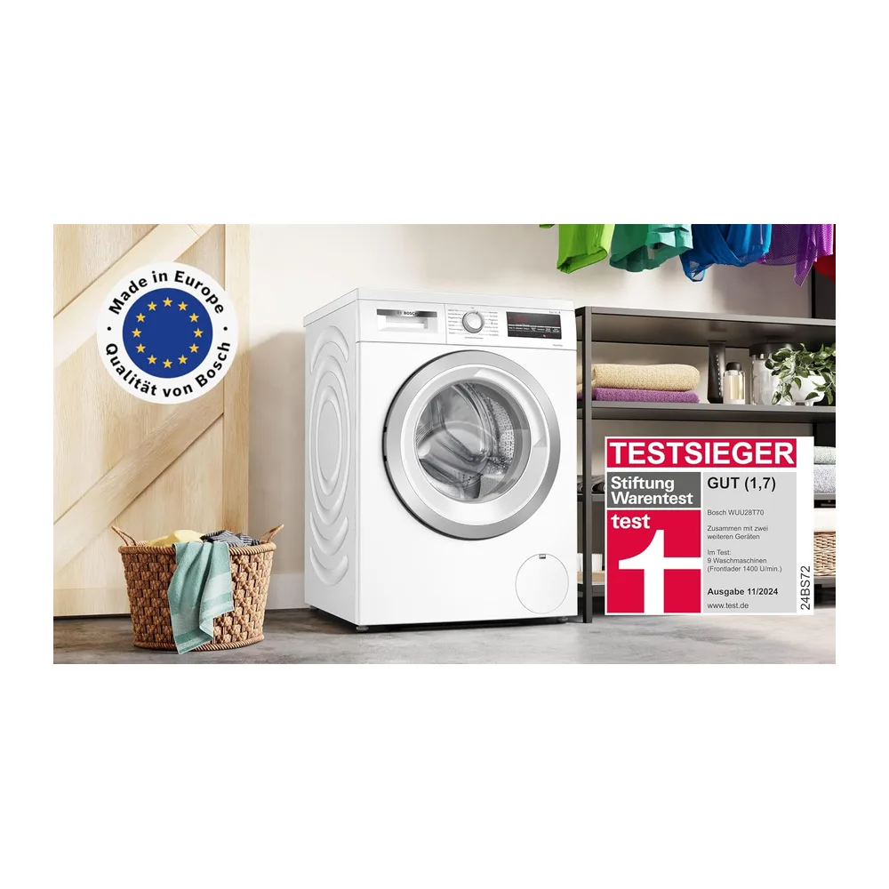 Bosch WUU28T70, Serie 6, Waschmaschine 8 kg, 1400 UpM, Unterbaufähig, schneller waschen mit SpeedPerfect, — 3