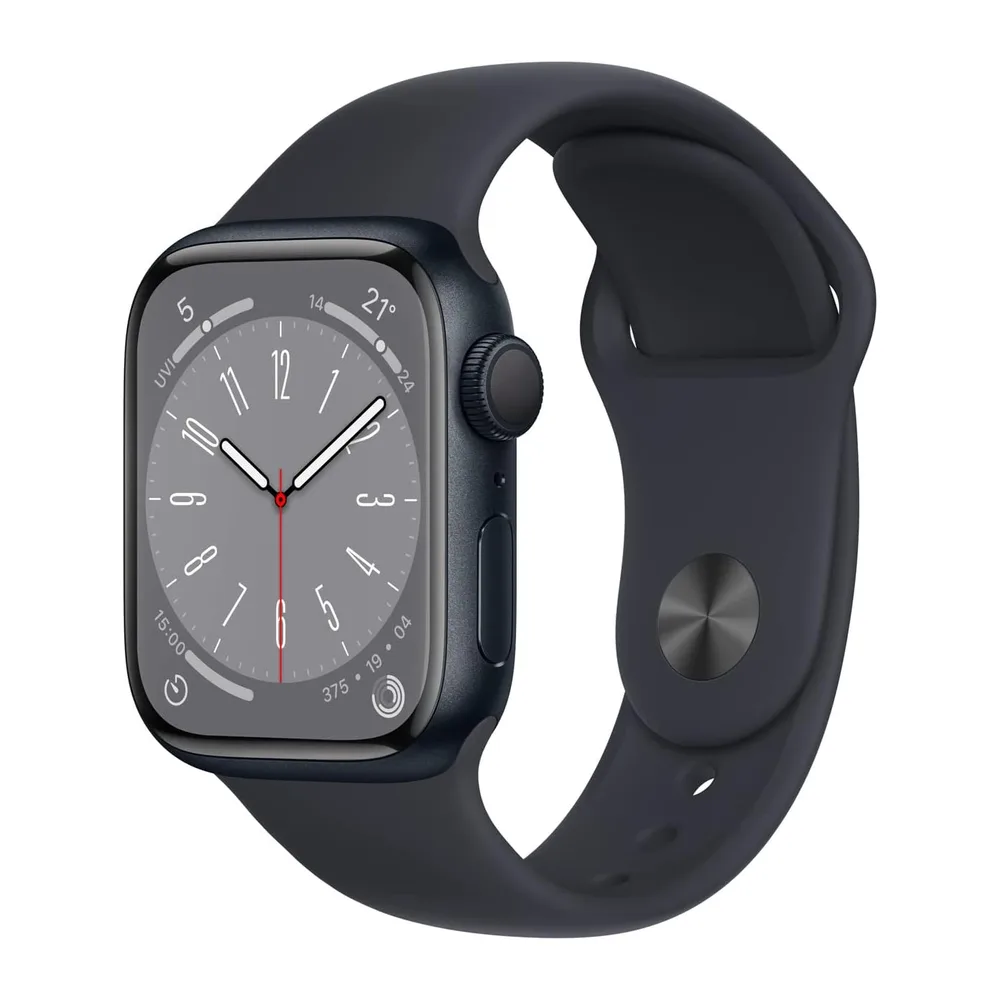 Apple Watch Series 8 (GPS, 41MM) Aluminiumgehäuse Mitternacht mit Mitternacht Sportarmband (Generalüberholt)