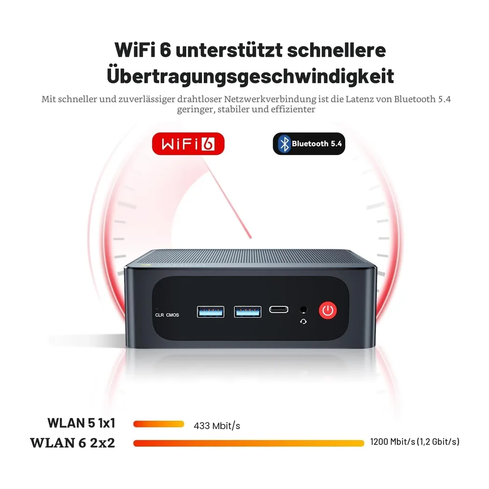 Beelink SER5 Mini PC, AMD Ryzen 5 5500U, 6 Kerne, 12 Threads bis zu 4.0GHz, 16GB DDR4 RAM 480GB NVMe SSD, 4K — 6