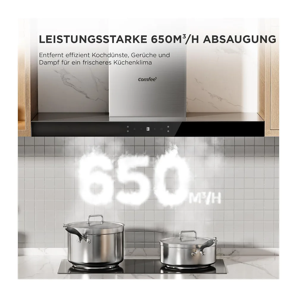 COMFEE' CHW 7.9M77A3 A+++ Dunstabzugshaube 90cm Umluft/Abluft — 4