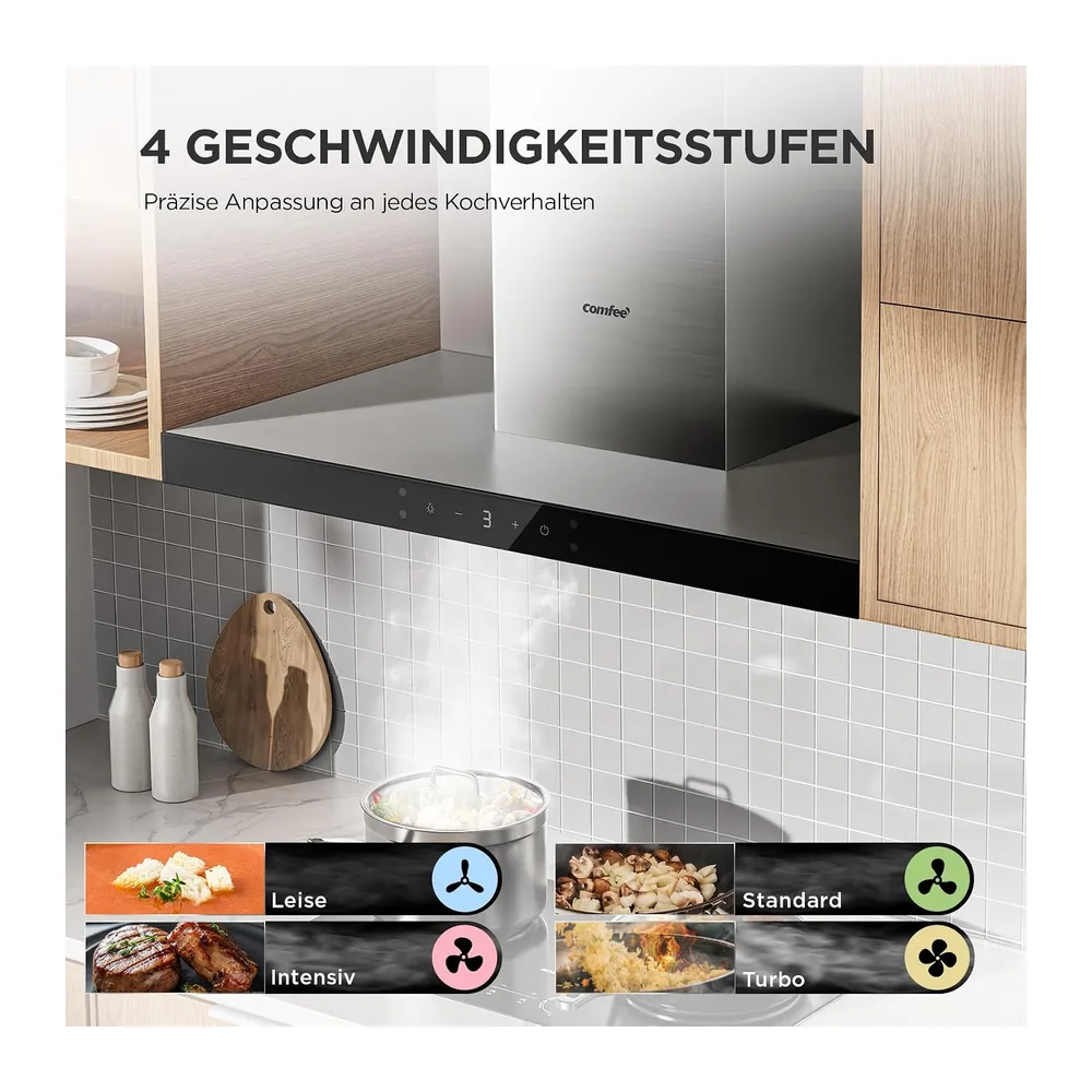 COMFEE' CHW 7.9M77A3 A+++ Dunstabzugshaube 90cm Umluft/Abluft — 6