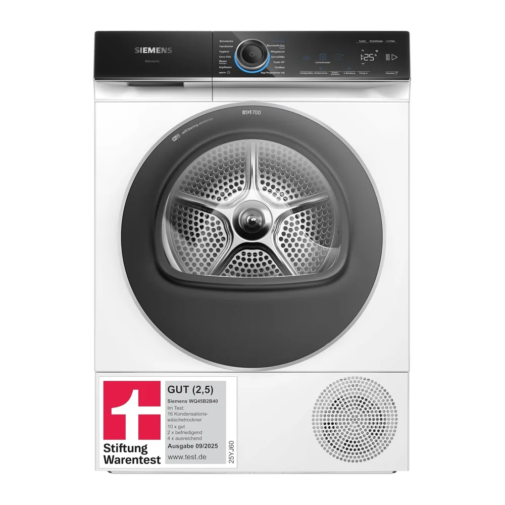 Siemens iQ700 Smarter Wärmepumpentrockner 9 kg autoDry WQ45B2B40 [Energieklasse C]
