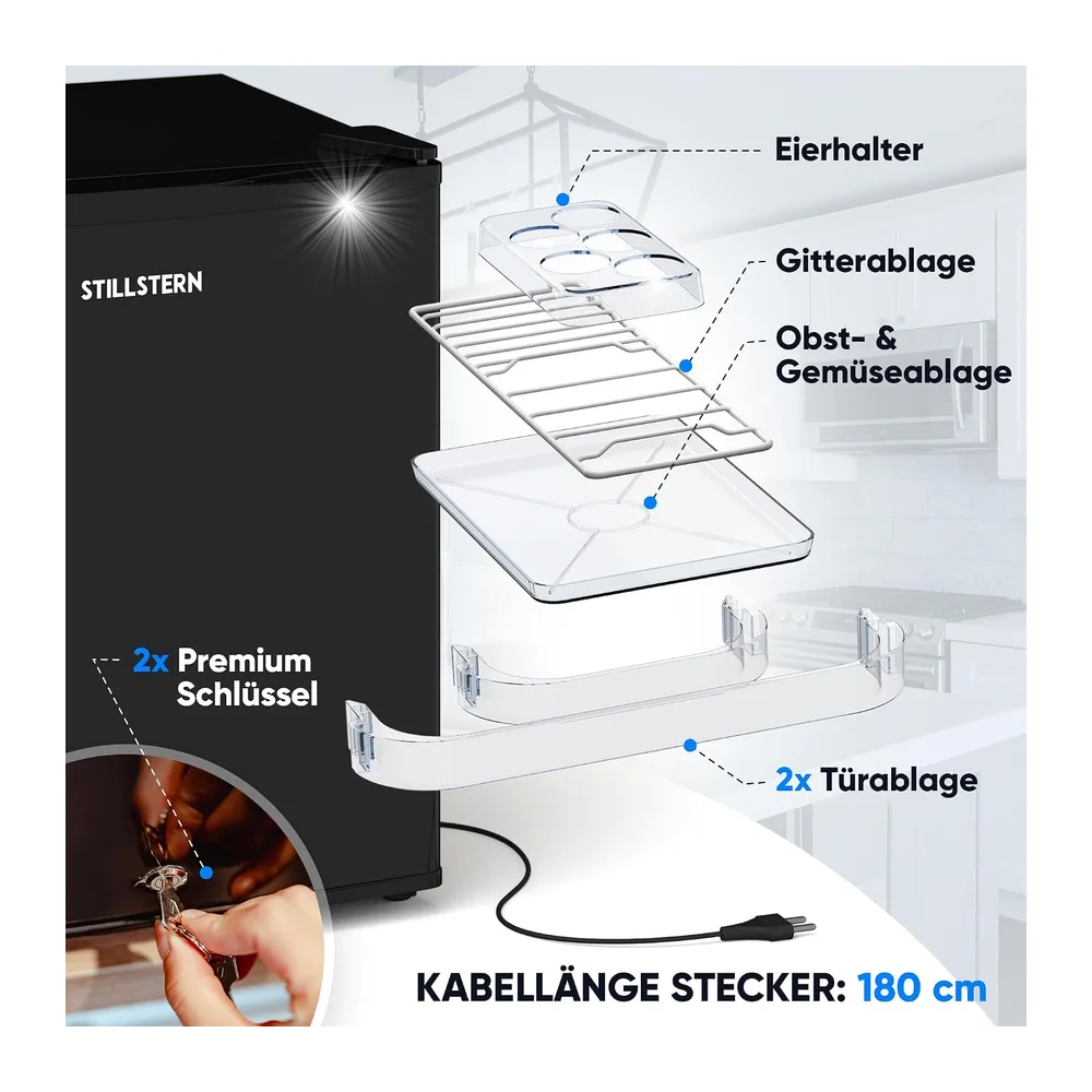 Stillstern Mini Kühlschrank E 45L mit Abtauautomatik — 3