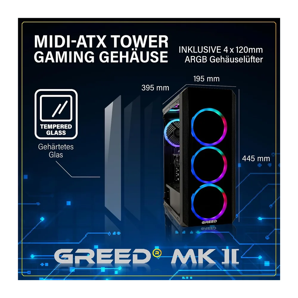 Greed® MK2 - Gaming PC - AMD Ryzen 7 5700X & AMD Radeon RX 9060XT (8GB) — 2