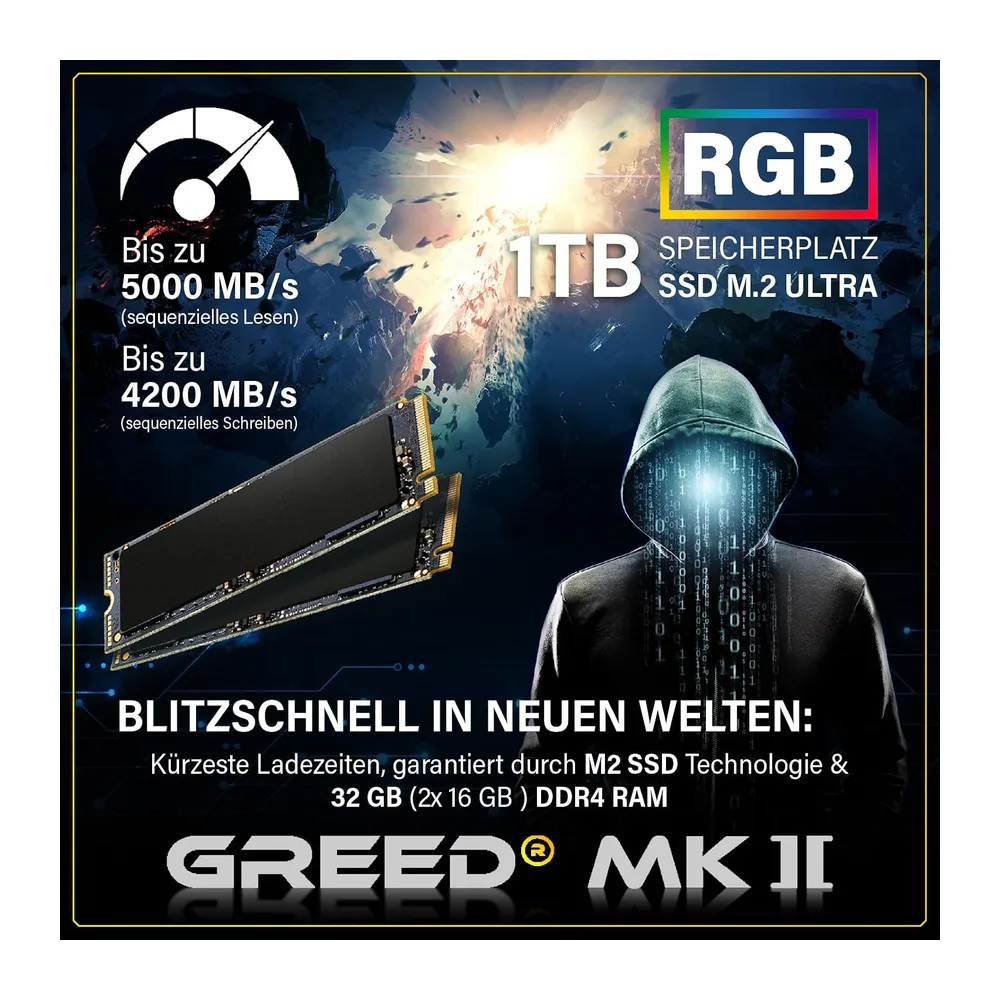 Greed® MK2 - Gaming PC - AMD Ryzen 7 5700X & AMD Radeon RX 9060XT (8GB) — 5