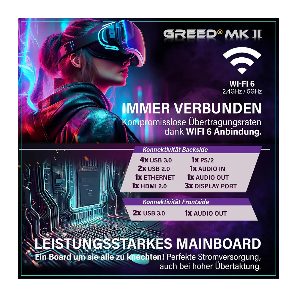 Greed® MK2 - Gaming PC - AMD Ryzen 7 5700X & AMD Radeon RX 9060XT (8GB) — 6