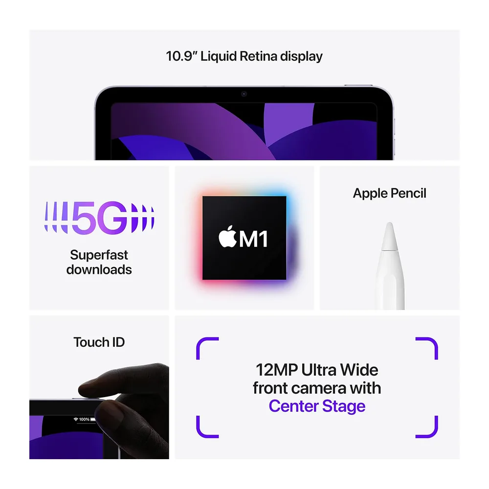 Apple 2022 iPad Air (10.9-Zoll, Wi-Fi + Cellular, 256 GB) - Space Grau (Generalüberholt) — 5
