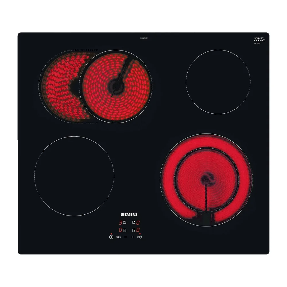 Siemens iQ300 Elektrokochfeld 60 cm Rahmenlos aufliegend schwarz ET61RBNA1E