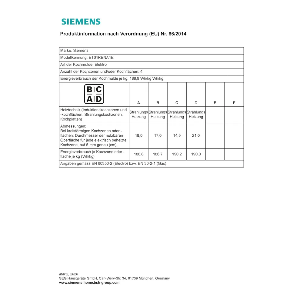 Siemens iQ300 Elektrokochfeld 60 cm Rahmenlos aufliegend schwarz ET61RBNA1E — 6