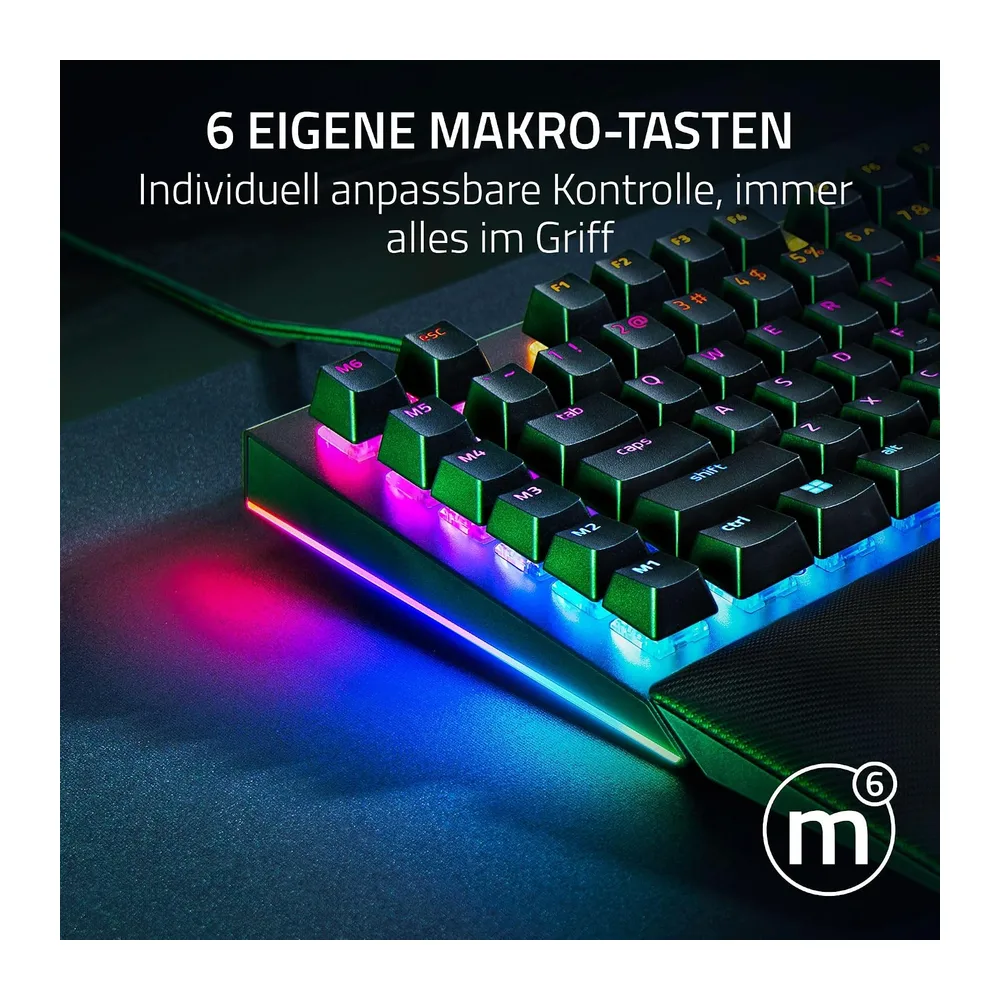 Razer BlackWidow V4 - Mechanische Gaming-Tastatur Chroma RGB (Mechanische Yellow Switches, 6 eigene — 6