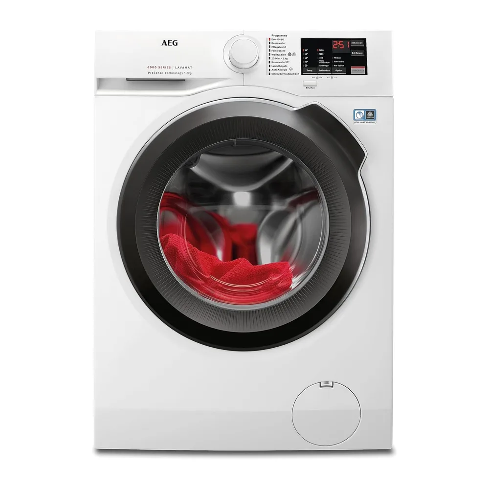 AEG Serie 6000 Waschmaschine 8 kg, ProSense Mengenautomatik, L6AMZ48FL [Energieklasse A]