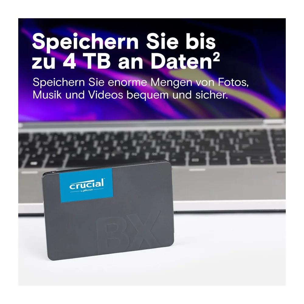 Crucial BX500 SATA SSD 2TB, 2,5" Interne Festplatte, bis zu 540 MB/s, 2TB SSD kompatibel mit Laptop und — 4