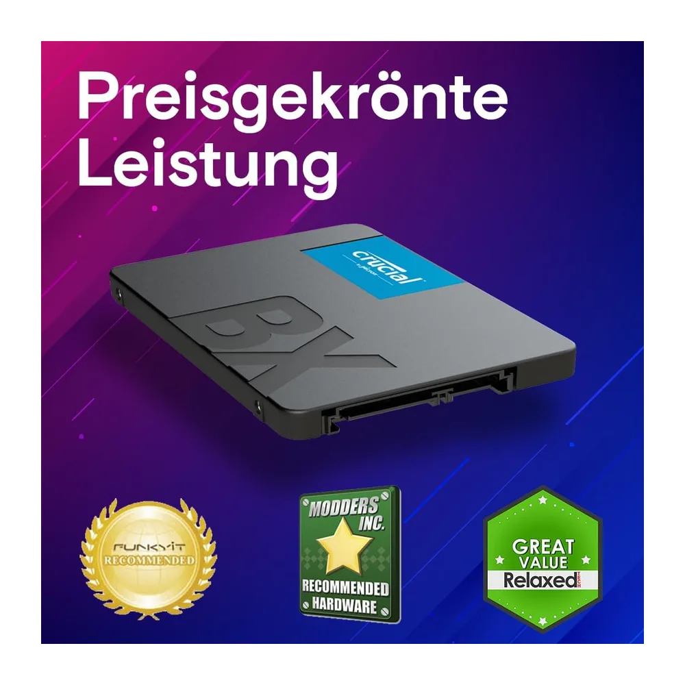 Crucial BX500 SATA SSD 2TB, 2,5" Interne Festplatte, bis zu 540 MB/s, 2TB SSD kompatibel mit Laptop und — 5