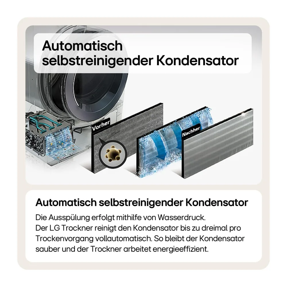 LG V9AYXT Wärmepumpentrockner, Edelstahl Legierter Stahl, A+++, 10 kg, 60 x 66 x 85 cm, Dual Inverter — 4