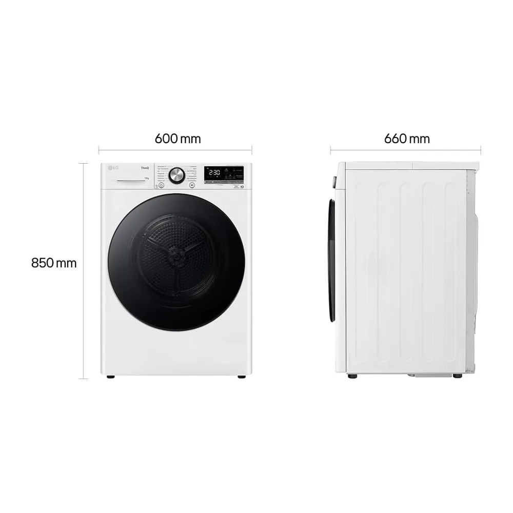 LG V9AYXT Wärmepumpentrockner, Edelstahl Legierter Stahl, A+++, 10 kg, 60 x 66 x 85 cm, Dual Inverter — 6