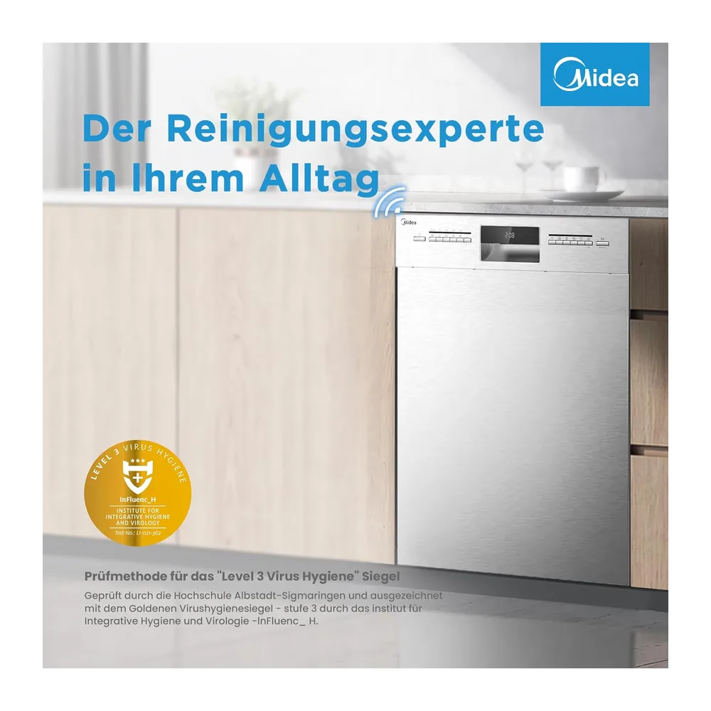 Midea Geschirrspüler Unterbau 60cm Spülmaschine Einbau 14 Maßgedecke EEK C [Energieklasse C] — 3