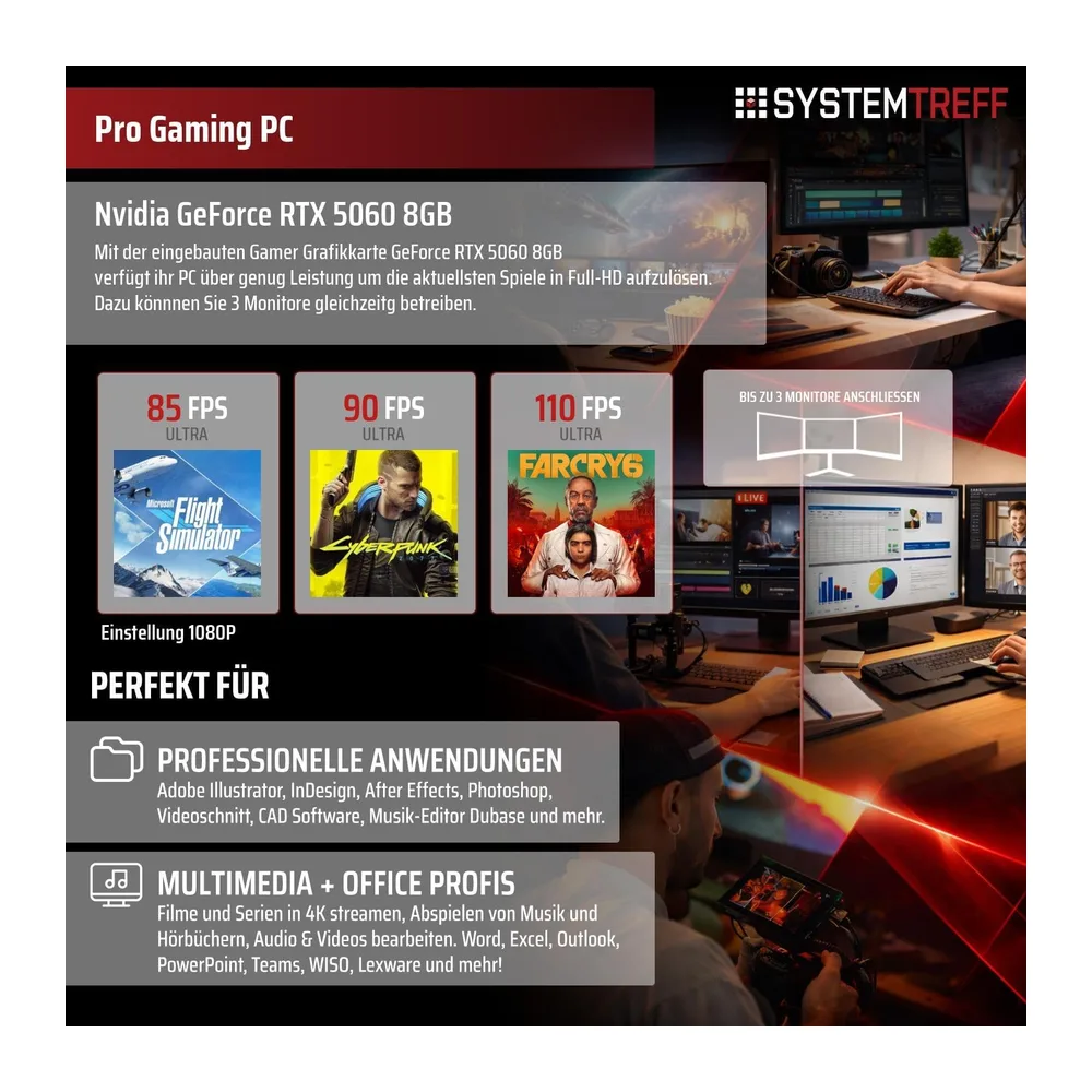 SYSTEMTREFF Gaming PC - AMD Ryzen 7 5700X - RTX 5060 8GB — 5