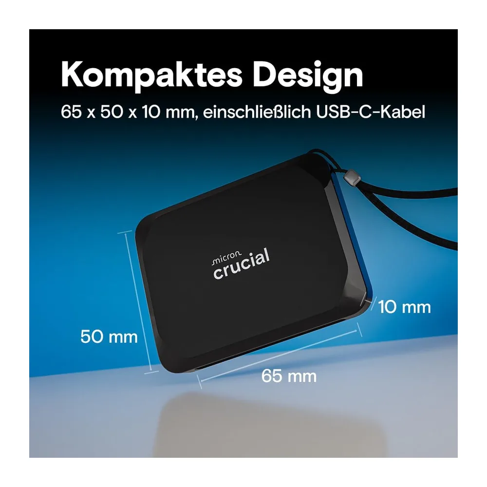Crucial X9 1TB Externe SSD Festplatte, bis zu 1050MB/s, kompatibel mit PC, Mac und Spielekonsolen, Portable — 6