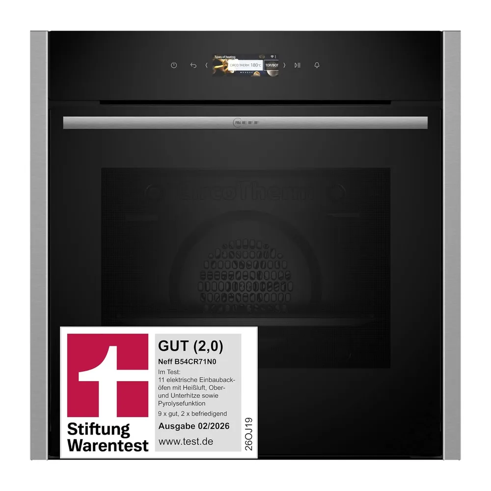 NEFF B54CR71N0, Stiftung Warentest GUT (2,0), N 70, Smarter Einbau-Backofen 60x60 cm, Made in Germany,