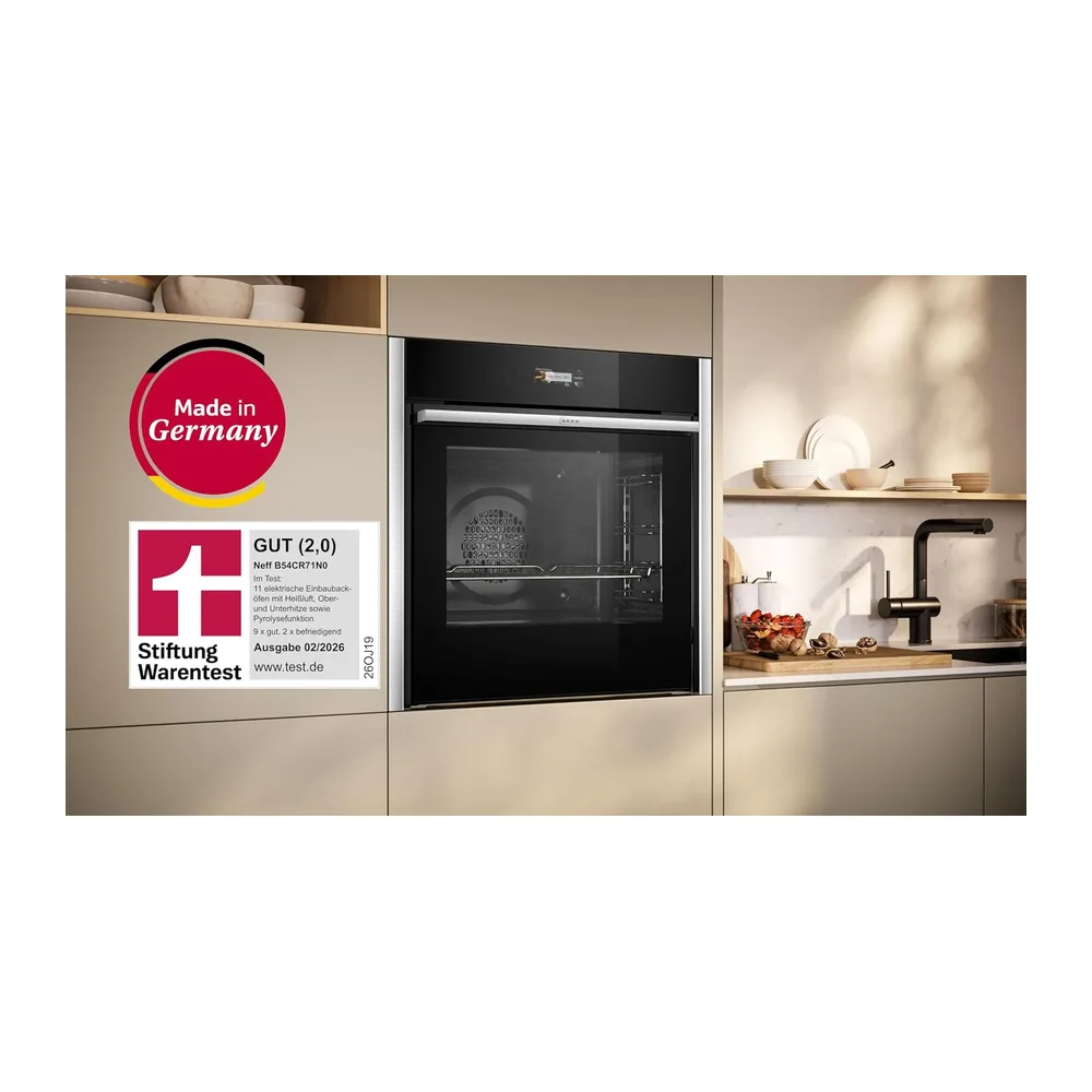 NEFF B54CR71N0, Stiftung Warentest GUT (2,0), N 70, Smarter Einbau-Backofen 60x60 cm, Made in Germany, — 2
