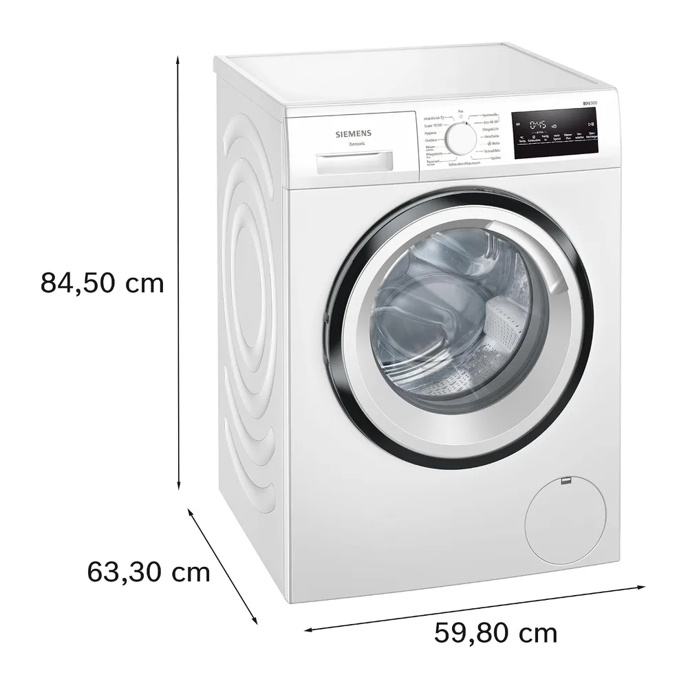 Siemens WM14N225 Waschmaschine iQ300, Frontlader mit 8kg Fassungsvermögen, 1400 UpM, speedPack L, — 3