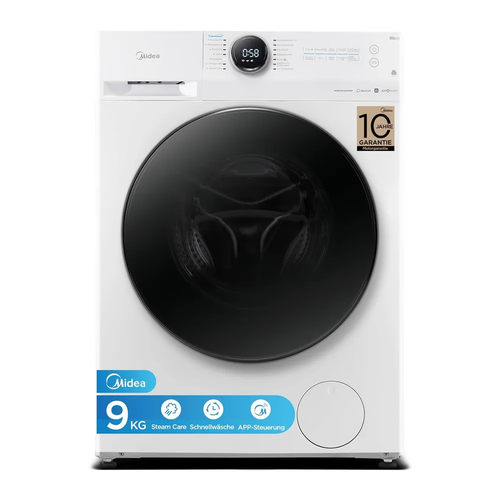 Midea 9 kg Waschmaschine Energieeffizienzklasse A weiß MF200W90WB-14A [Energieklasse A]