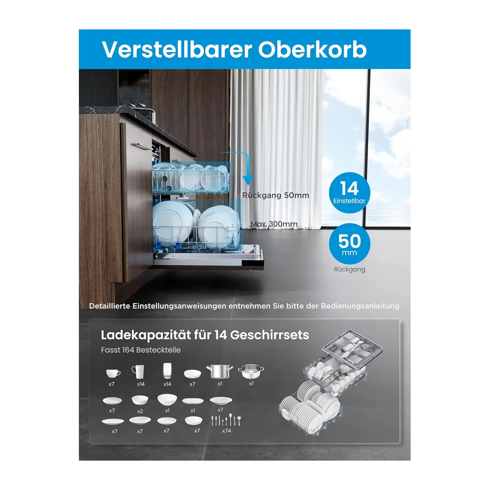 Midea SV 7.03M14B Spülmaschine Vollintegriert 60 cm,14 MGD — 3