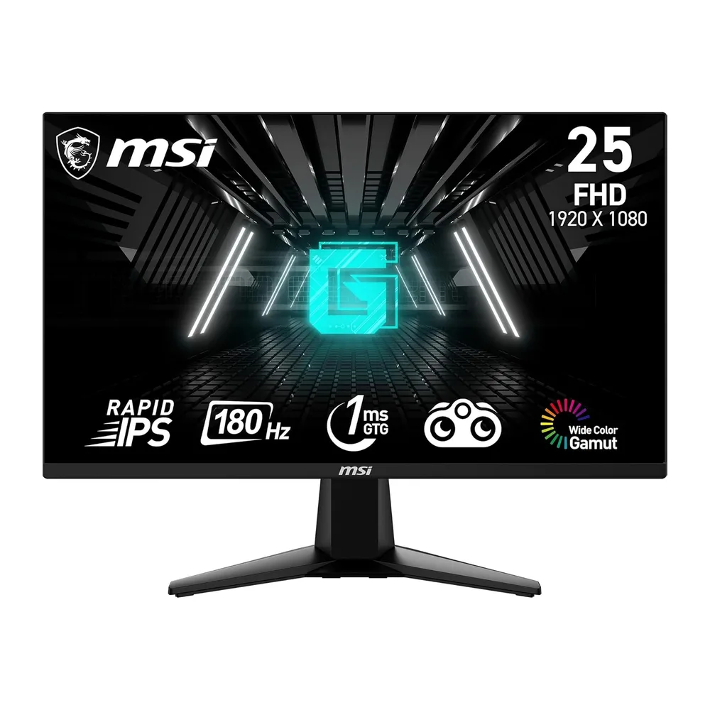 MSI G255F 24,5-Zoll-FHD-Gaming-Monitor – 1920 x 1080 Rapid IPS-Panel, 180 Hz / 1 ms (GtG), 99% sRGB-Farbraum,