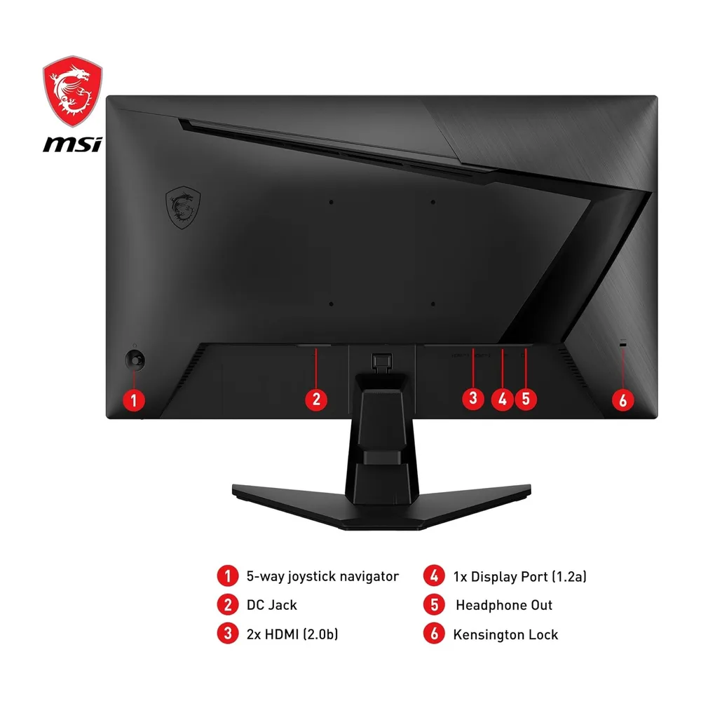MSI G255F 24,5-Zoll-FHD-Gaming-Monitor – 1920 x 1080 Rapid IPS-Panel, 180 Hz / 1 ms (GtG), 99% sRGB-Farbraum, — 6