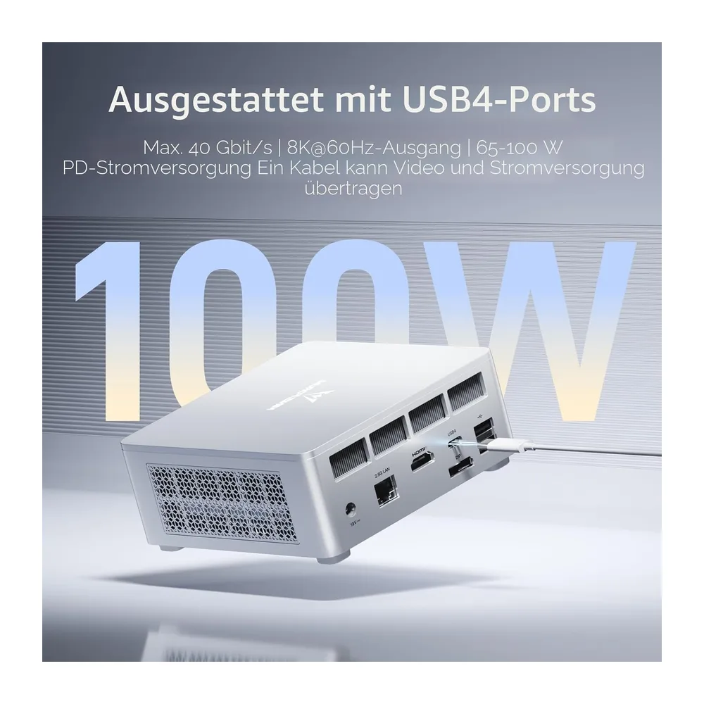 MINIS FORUM UM870 Slim Mini-PC, AMD Ryzen 7 8745H Mini-Computer (8C/16T, bis zu 4,9 GHz), 32 GB DDR5 RAM und — 4