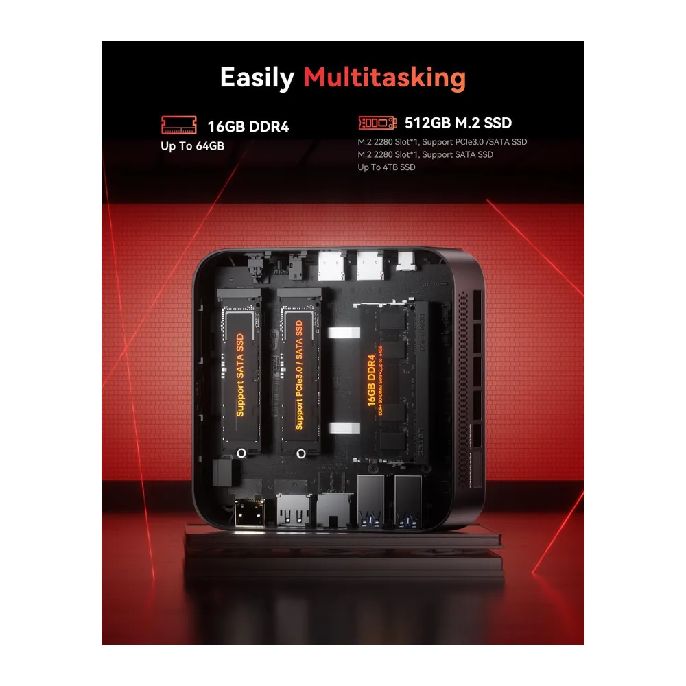 NiPoGi E3B Mini PC, ΑΜD Ryzen 5 7430U(4.3GHz),16GB DDR4(Max 64GB)&512GB SSD — 6