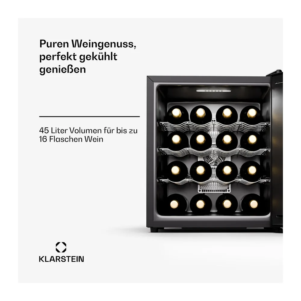 Klarstein Freistehender Weinkühlschrank, 1 Zonen Getränkekühlschrank Klein, Kleiner Weinschrank, — 2
