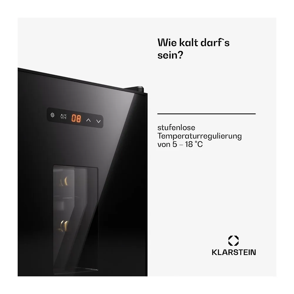 Klarstein Freistehender Weinkühlschrank, 1 Zonen Getränkekühlschrank Klein, Kleiner Weinschrank, — 3