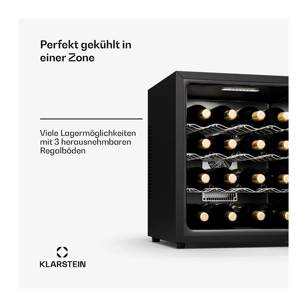 Klarstein Freistehender Weinkühlschrank, 1 Zonen Getränkekühlschrank Klein, Kleiner Weinschrank, — 4