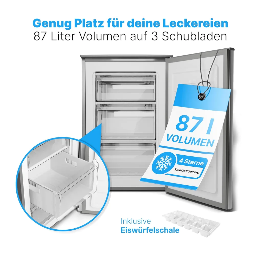 Bomann® Gefrierschrank | 87 L | energieeffizient, leise & klein | ≤ -18 °C, stufenlos regelbar | 3 Schubladen — 2