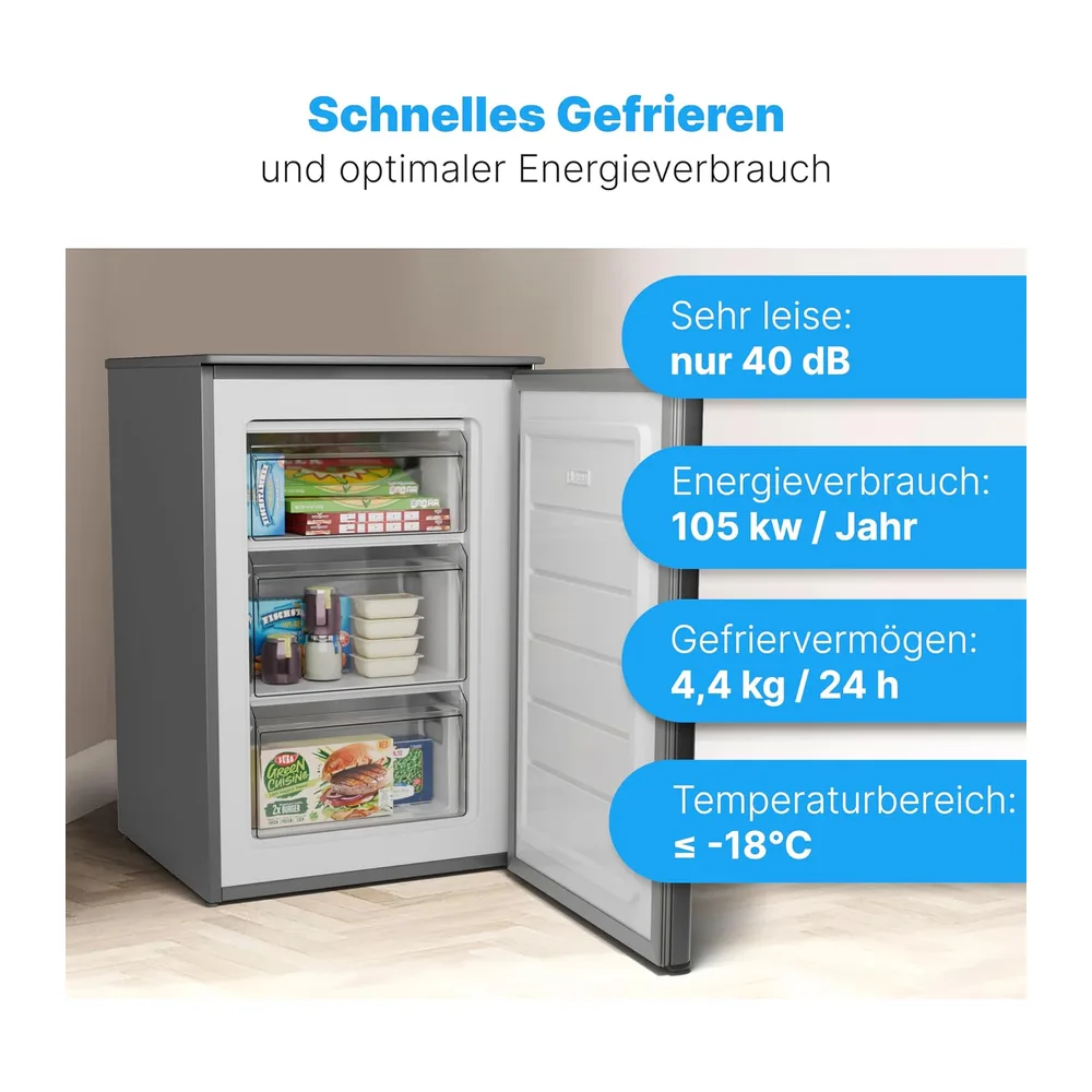 Bomann® Gefrierschrank | 87 L | energieeffizient, leise & klein | ≤ -18 °C, stufenlos regelbar | 3 Schubladen — 4