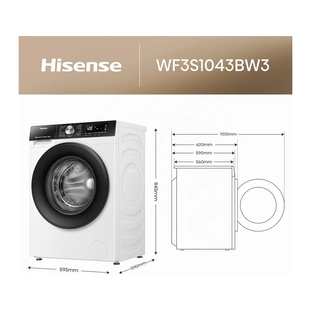 Hisense WF3S1043BW3 Waschmaschine mit Dampffunkunktion — 2