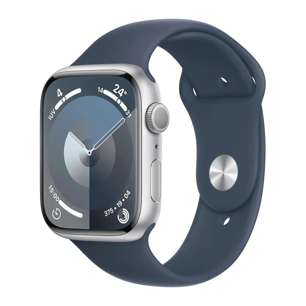 Apple Watch Series 9 (GPS, 45MM) - Aluminiumgehäuse Silber mit Sportarmband Mitternacht, M/L (Generalüberholt)