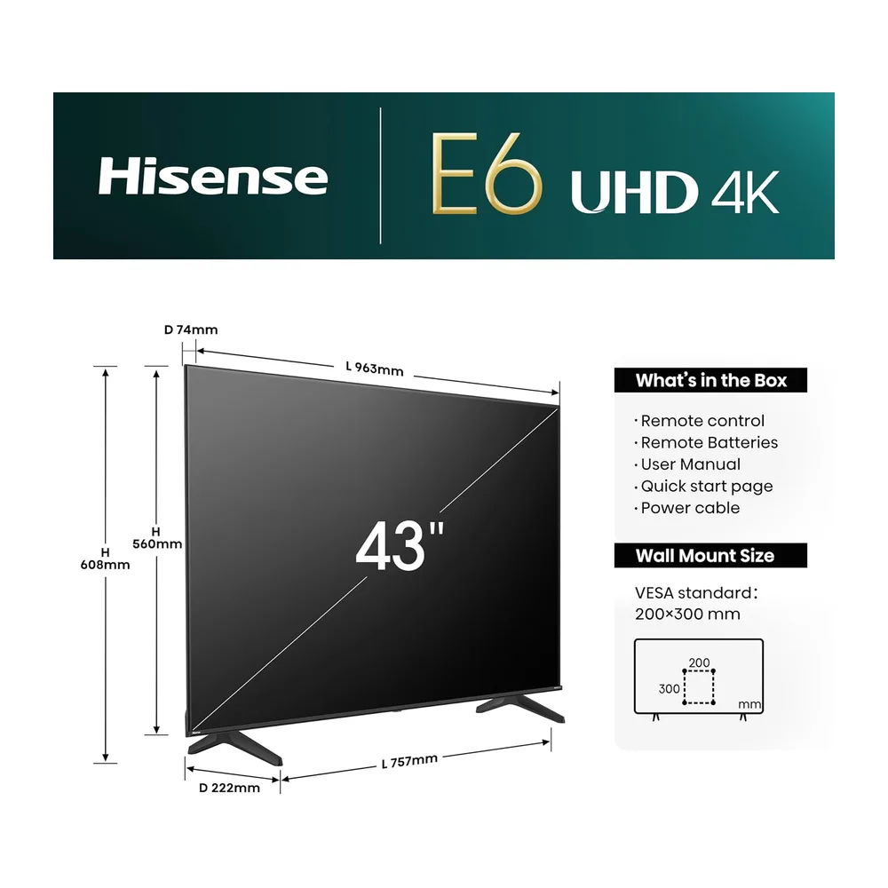 Hisense 43E6NT 108cm (43 Zoll) Fernseher — 2