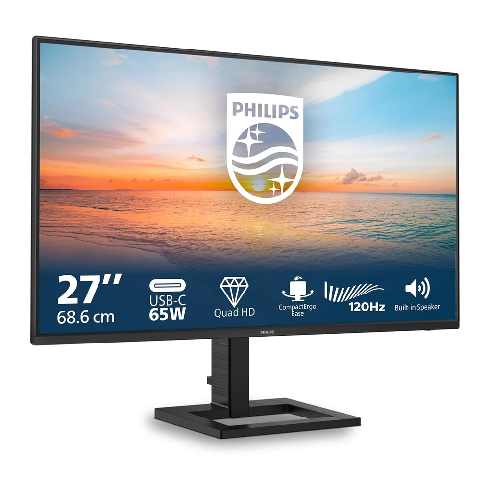 Philips 27E1N1600AE - 27 Zoll QHD Monitor, Lautsprecher, höhenverstellbar (2560x1440, 100Hz, HDMI 1.4, USB-C