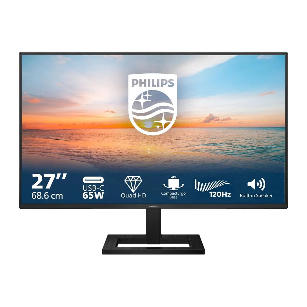 Philips 27E1N1600AE - 27 Zoll QHD Monitor, Lautsprecher, höhenverstellbar (2560x1440, 100Hz, HDMI 1.4, USB-C — 2