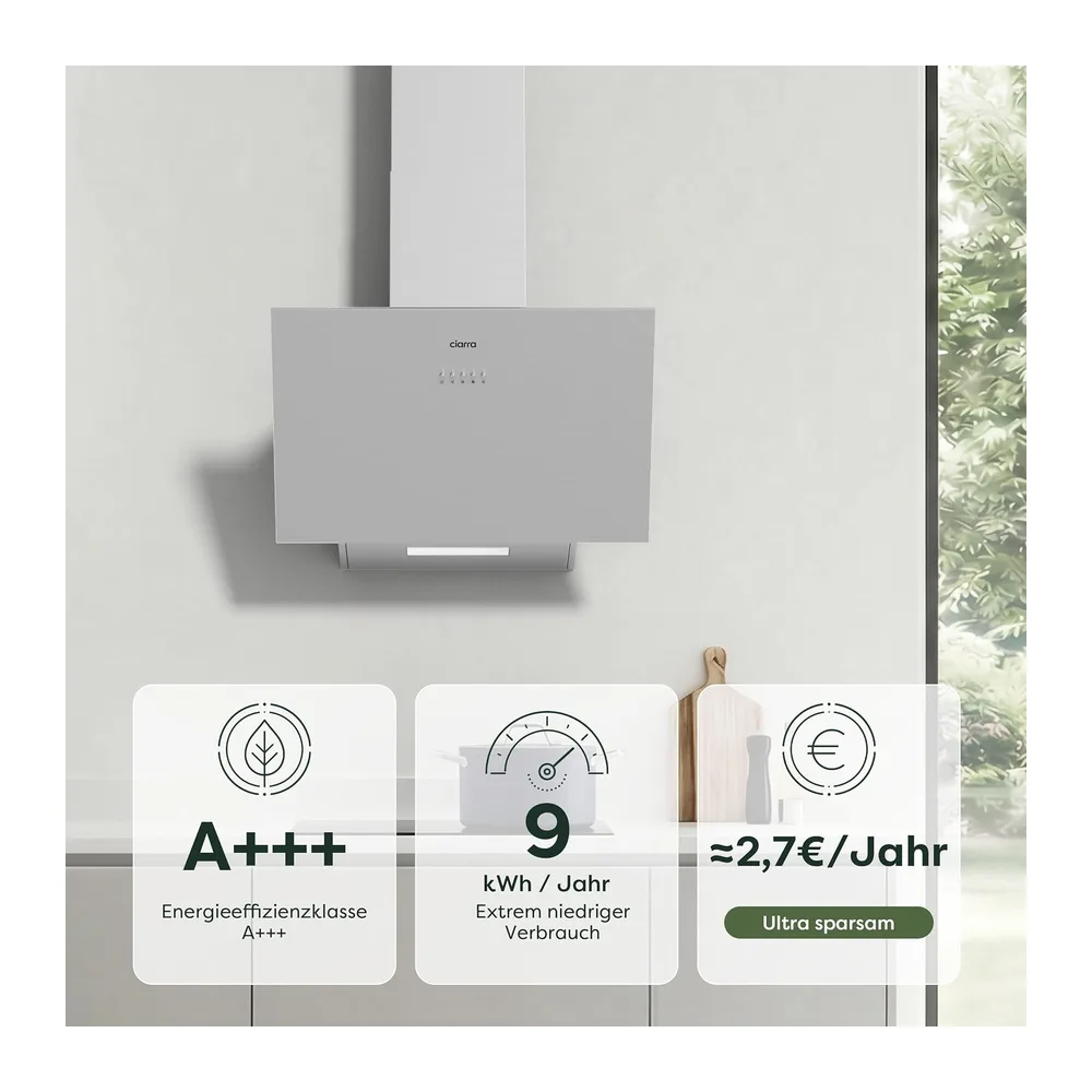 CIARRA CBCS6762A A+++ Kopffreie Schräghaube Dunstabzugshaube 60 cm Umluft [Energieklasse A+++] — 3
