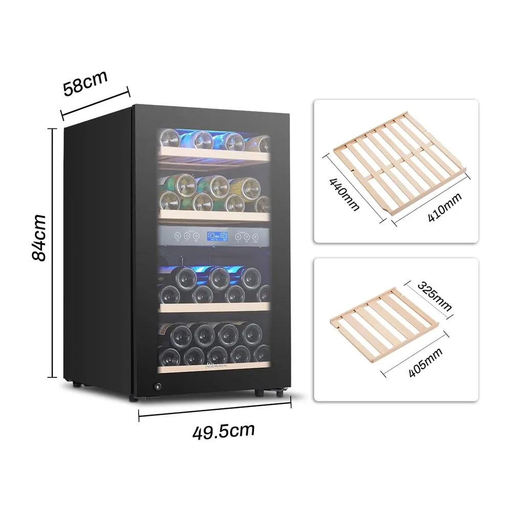 Kalamera Weinkühlschrank 2 Zonen, 45 Flaschen, 120Liter, großes LCD-Display, Temperaturzonen 5-10°C/10-18°C, — 4