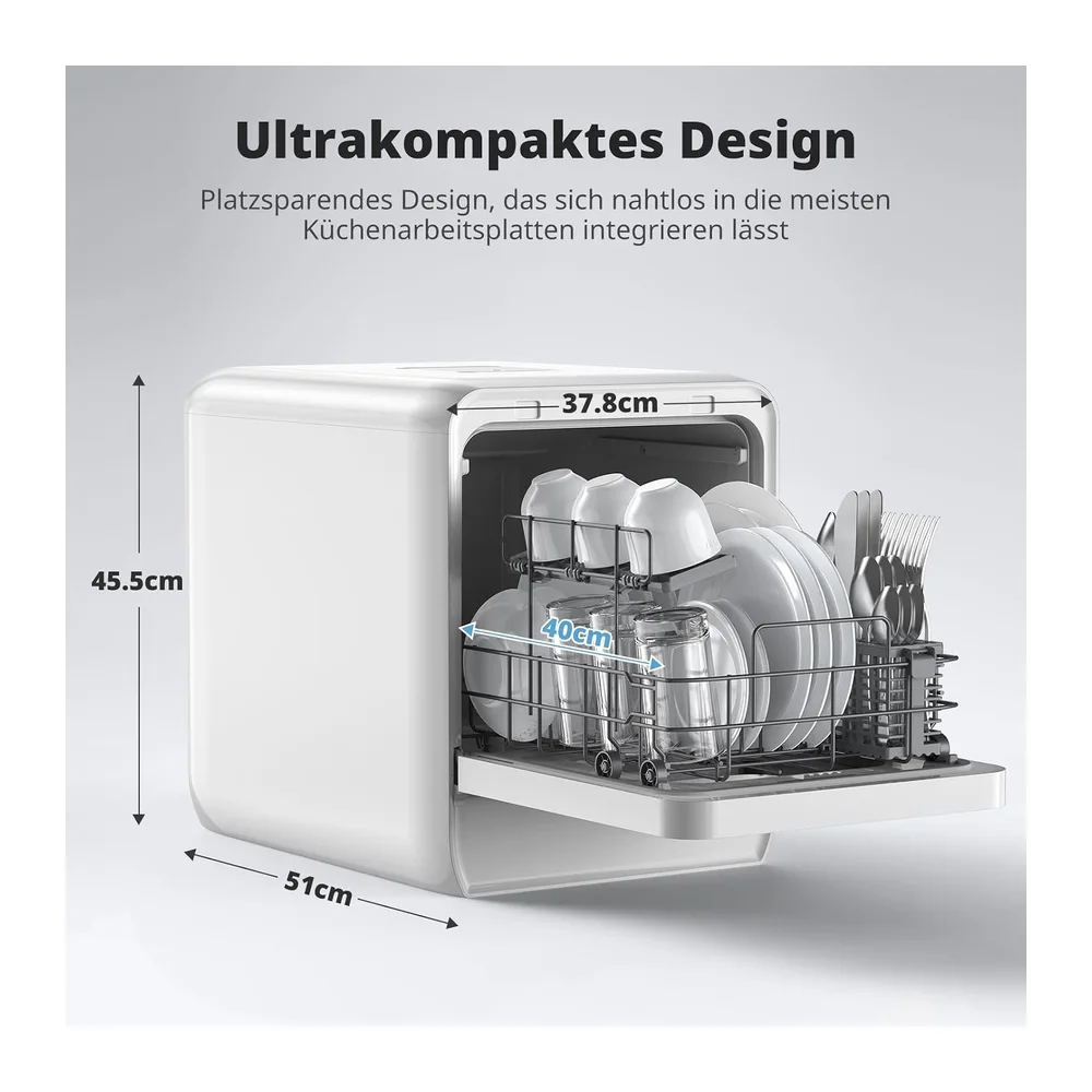 AIRMSEN Tischgeschirrspüler Mini Geschirrspüler mit wassertank klarspüler spülmaschine mit 9 Programme 37 * — 4