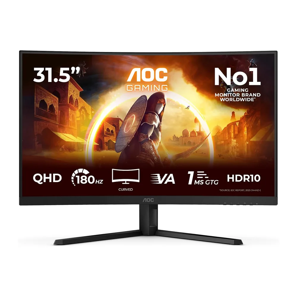 AOC CQ32G4VE 32 Zoll Curved, WQHD Gaming Monitor, 180Hz, Fast VA Panel, 1ms GtG, HDR10, FreeSync, (2560x1440 — 2